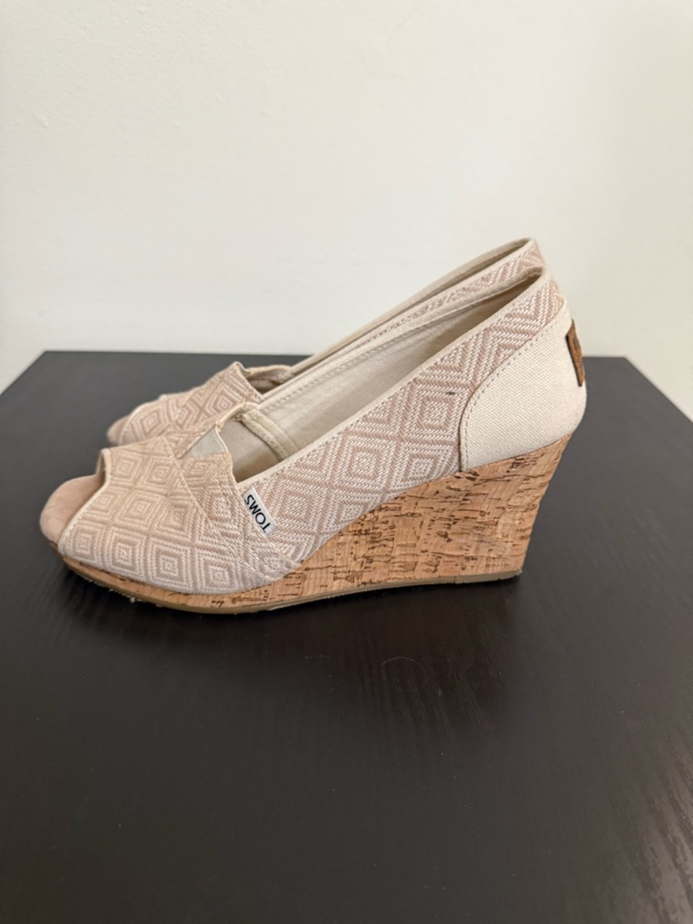 Toms Stella Cream Woven Cork Wedge Heels Espadrilles Sandals Women's Size 9.5 - Picture 4 of 7